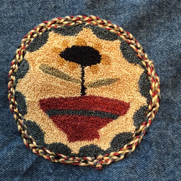 Hand made punch needle denim tote - Picture 2 of 6